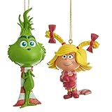 Kurt Adler Baby Grinch and Cindy Lou Ornaments 2 Assorted