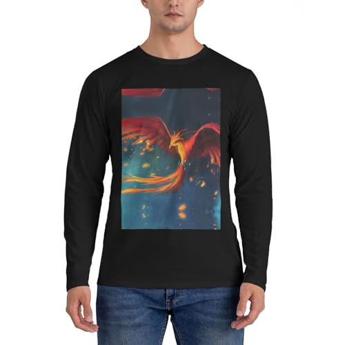 T-shirt décontracté top pull homme chemise mode imprimé phénix rouge