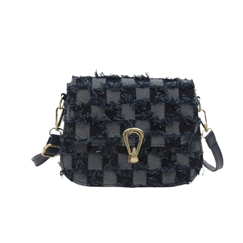 Checkered Crossbody Bag 2000s Checkered Crossbody Bag Vintage Chessboard Flap Shoulder Purse Y2k Denim Grunge Patchwork Purse