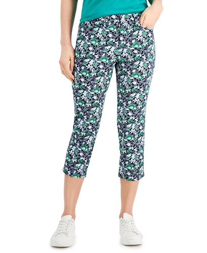 Charter CIub Petite Printed Bristol Capri Jeans Intrepid Blue 16P