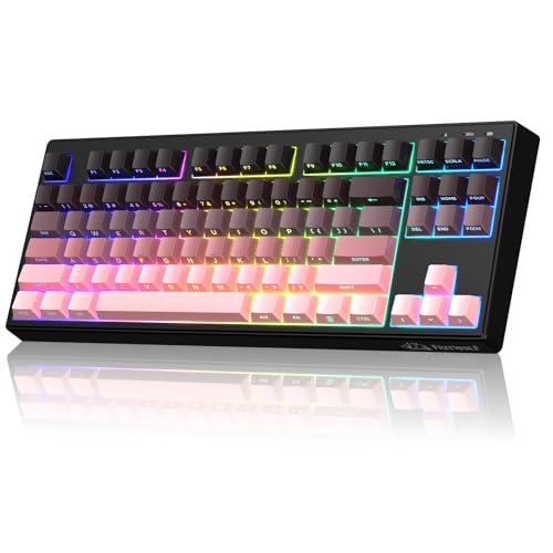 FREEWOLF M87V2 Wireless Keyboard, Tri Mode-BT/2.4G/Wired, Silent and smooth, 4000mAh, Side-printed Keycap, QWERTY US layout, Anti-ghosting, 16M RGB Gaming Keyboard for MAC/Win(Blackberry)