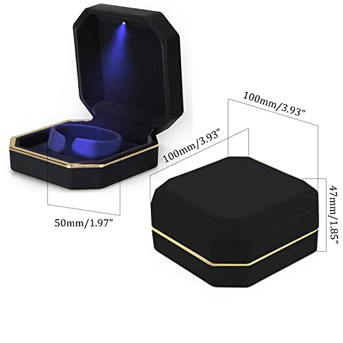 Aveson Luxury Bracelet Box, Velvet Jewelry Box Storage Case Organizer Holder With Led Light, Black #TOP2