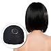 zroven 13"pelucas sintéticas negras rectas con flequillo para las mujeres pelo corto...