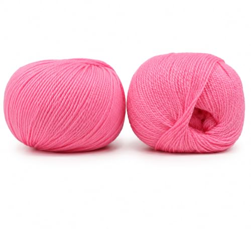 Image of Pink Knitting Yarn Oon Set of 2 Soft Acrylic Crochet Yarn Balls for Knitting, Crochet, DIY Craft Projects, Sweaters, Scarves, Baby Clothing, Handmade Art & Craft Supplies
