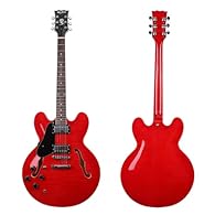 left hand Jazz electric guitar Semi-Hollow Body Rosewood fingerboard Top and back with flame maple veneer on it Chrome Hardware