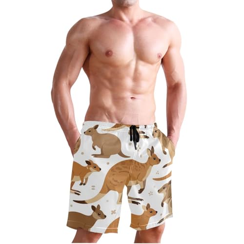 Men's Swim Trunks Quick Dry Swimming Shorts with Pocket Kangaroo Pattern Print on Fabric Swimsuit Trunks3