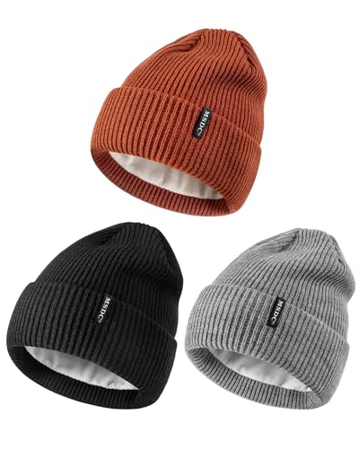 MSDC Beanies Women 3 Pack, Winter Hats for Women Men Fleece Lined Knit Warm Thermal for Cold...