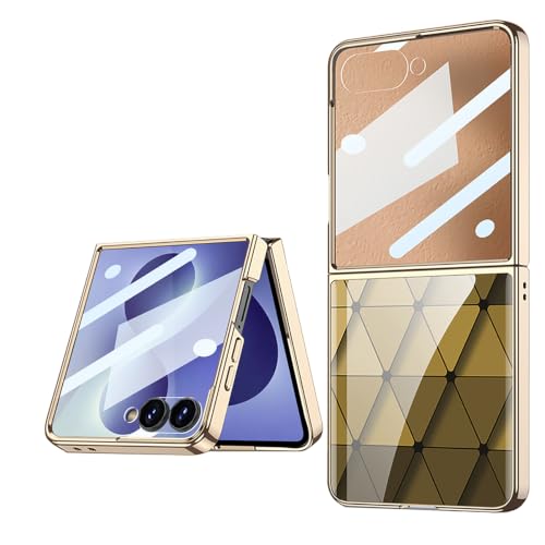Funda de Cristal para Samsung Flip 8 Amarillo con Protector Pantalla 9H