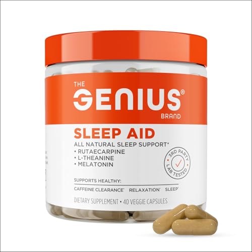 Genius Sleep AID - Smart Sleeping Pills Supplement - Relaxation Enhancer and Mood Support w/Inositol, L-Theanine & Glycine - 40 Capsules