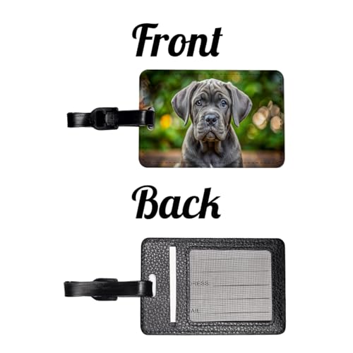 Cane Corso Dog Puppy Photo Travel Faux Leather Luggage Tag4
