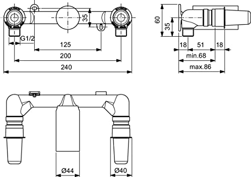Ideal Standard BD355NU Unterputz-Bausatz für Zweigriff-Wand-Waschtischarmaturen, Grundkörper Einbaukörper UP-Rohinstallation für Armaturen