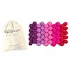 Wildflower by hu hands Hot Love Pink & Purple Felt Balls | (50) Pom Poms Hand Felted in Nepal from 100% NZ Wool for Crafts, Garland, Felting, Decor | .8-1 Inch Pompoms | Muslin Bag Included #1