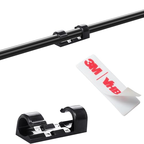 Organizador de cables con clips autoadhesivos, paquete de 20 (Negro, 0.27 pulg)