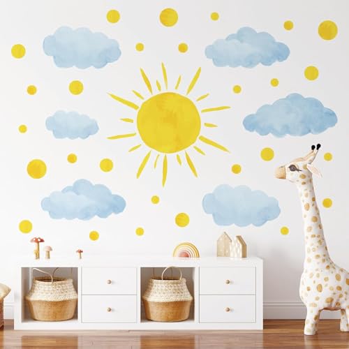 Vinilo decorativo infantil Nube y Sol para pared miniatura 3