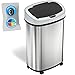 SensorCan 13 Gallon Sensor Trash Can with Wheels and AbsorbX Odor Control System, Stainless Steel, Oval Shape Automatic Kitchen and Office Garbage Bin (Powered by Battery or Optional AC Adapter)