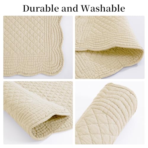 HOMBYS Quilted Placemats Set of 6 Washable-13x18 inches Rectangular Placemats for Kitchen Table-100% Cotton Fabric Rectangular Table Mats, (Light Brown) by HOMBYS - Used condition - Image 6