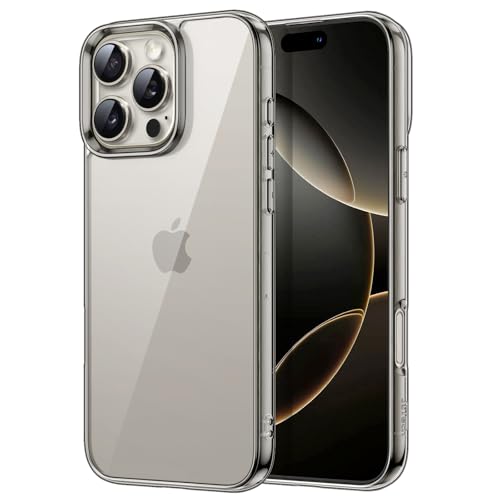 JETech Hülle für iPhone 16 Pro 6,3 Zoll, Nicht Vergilbende Stoßfest Stoßfänger Handyhülle, Anti-Kratzer Transparent Rück...