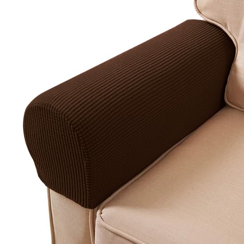 ESRISE Sofa Arm Chair Covers, Couch Armrest Armchair Covers, Stretch Anti-Slip Recliner Slipcovers Furniture Protector, Set of 2 (Dark Coffee)