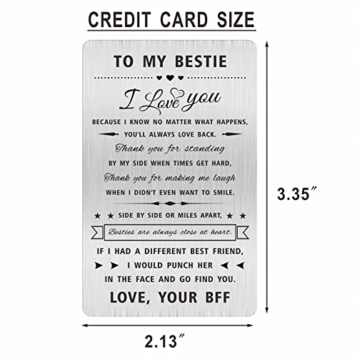 Alotozo Engraved Wallet Card for Best Friend - To My Bestie Gifts - Long Distance Friendship Gift Ideas - Bff Birthday Card for Women Female Funny2