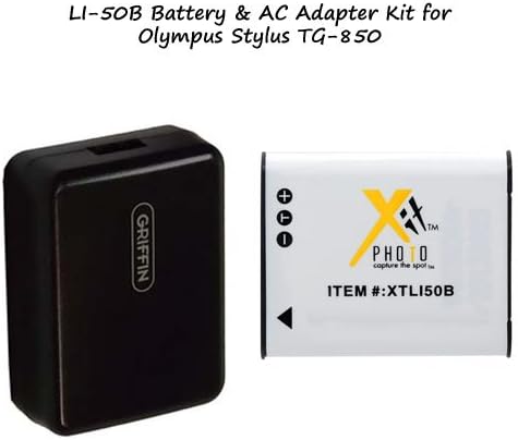Excelshots LI-50B Battery & AC Adapter Kit For Olympus Tough TG-100.