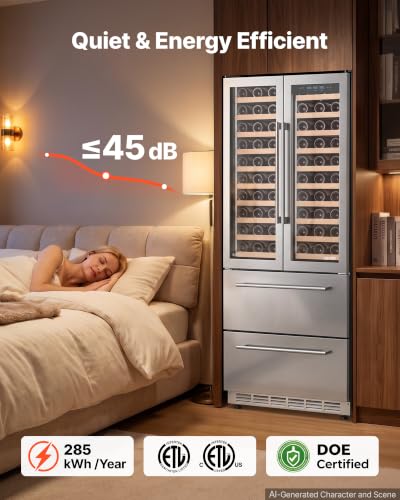 Image of VEVOR 30in Wine Fridge Beer Cooler Refrigerator 120 Bottle 234 Can Capacity