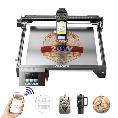 Image of Longer RAY5 Laser Engraver, 20W Output Power, Engraving Speed Up to 24,000 mm /min, 3.5 inch Color Touch Screen, App Offline Control, DIY Tool for Metal /Glass /Wood,Working Area:400 * 365mm