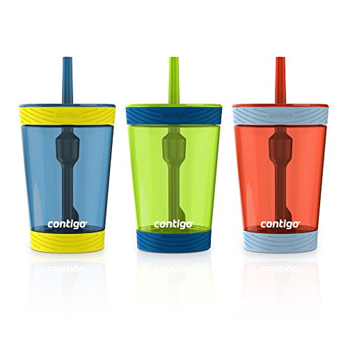 Image of Contigo Spill-Proof Kids Plastic Tumbler, 3-Pack, Nautical, Granny Smith And Vermillion, 14 fluid ounces