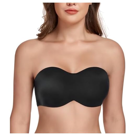 Lemorosy Sujetador sin Tirantes sin Relleno Bandeau Tallas Grandes para Mujer 90D, Negro