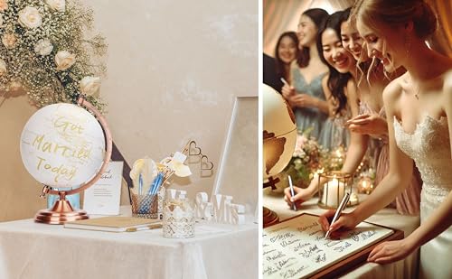 Exerz 20cm Globus Golden Farbe Metallisch - Pädagogische, Geografische, Moderne Desktop-Dekoration - Metallbogen Und -Basis, In Goldener Farbe Beschichtet - Englische Karte