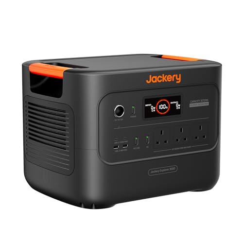 Jackery Explorer 3000 v2 Portable Power Station, Smaller & Lighter 3kWh LiFePO4 Solar Generator, 1.4H Fast Charge, 2990W/3072Wh Camping Power Pack for Power Outages, RVing, Home Use, Emergen