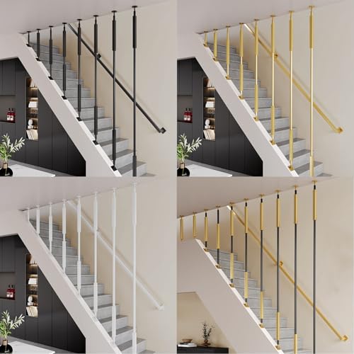 Mandrini In Metallo A Montaggio Laterale - Mandrini Regolabili A 270°, Corrimano For Scale Alte, Installazione Semplice, For Terrazza, Balcone(White,145cm/57.1in/4.8ft)