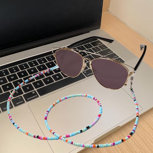 Image of YCCHN 8 Pcs Eyeglass Chains For Women & Girls, Colorful Beaded Face Mask Lanyard Eye Glasses Holders Around Neck Handmade Chain For Women Men Eyeglass Sunglasses