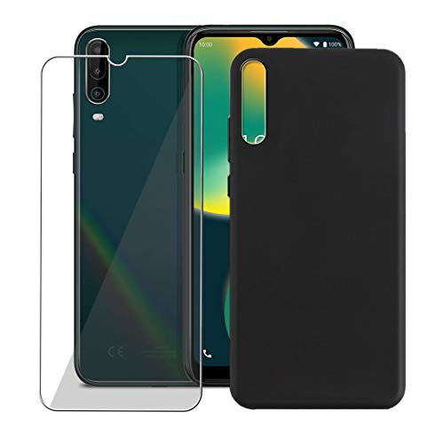CXKJ Coque pour Wiko View 4 (6.52 Pouce) + Verre trempé Protection écran, Ultra Fin Silicone TPU Bumper Noir Housse Etui de Protection Antichoc Cover...