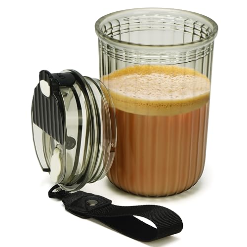 Brocca in acrilico con pratico manico e coperchio, grande bicchiere di tè trasparente trasparente Brocca di succo di ghiaccio e bevande Disconnessione buona, grande capacità(1100ml