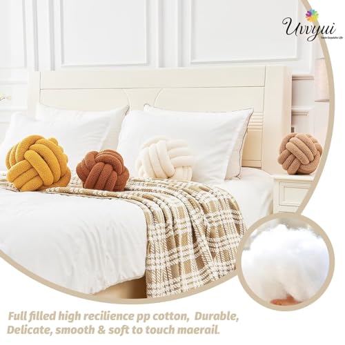 Image of Uvvyui Knot Pillow Ball, Soft Home Decorative Round Throw Pillow, Handmade Knotted Plush Pillow, Round Boucle Pillow Cushion (8.6 Inches Orange)