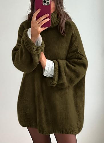 PRETTYGARDEN Women's Knit Oversized Sweater Fall Fashion Casual Long Sleeve Turtleneck Chunky Pullover Tops Winter Clothing