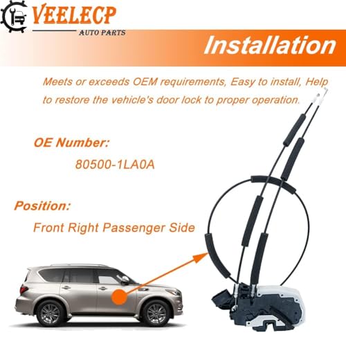 Image of Door Lock Actuator Compatible with 2011-2013 QX56, 2014-2015 QX80 Front Right Passenger Side