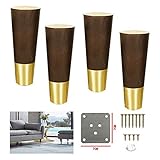 XBSXP 4-teilige Eichen Sofa Beine, Eichen Sofa sitzmöbel aus normalem Holz Höhenverstellbar konischem Teetisch TV-Sofa Bodenschutz rutschfeste Füße