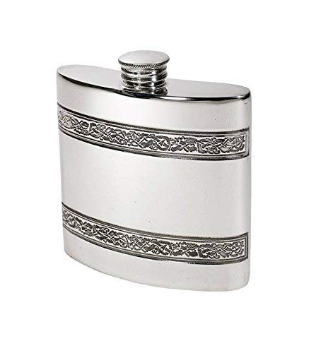 Celtic Band Pewter Hip Flask - Available in 2 Sizes and with Engraving (4 Ounce Flask)