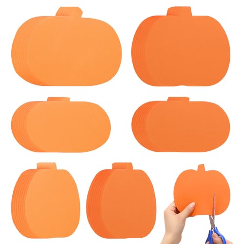 Image of Ireer 48 Pcs Large Foam Pumpkin Cutouts 6 Inch Halloween Crafts Cutouts Fall Bulletin Board Decorations for Fall Craft Project Supplies Halloween Party Chalkboard Wall Decor