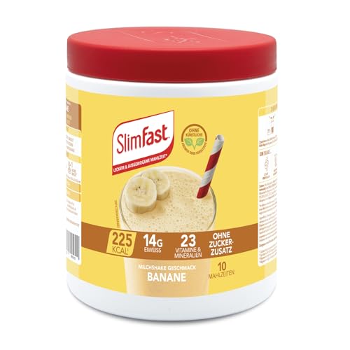 SlimFast Milchshake Pulver Banane I Kalorienreduzierter Diät-Shake mit hohem Eiweißanteil I Diät-Pulver für eine gewichtskontrollierende Ernährung I Nur 225 Kalorien pro Protein-Shake I 365 g