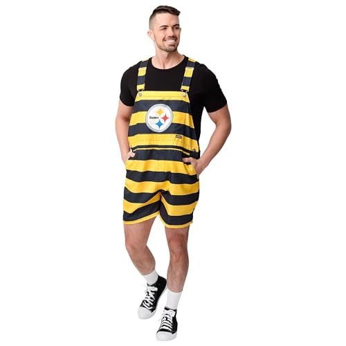 FOCO Men's Standard NFL Bib Shortalls Summer Shorts Overalls, Team Color