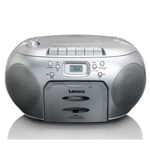 Lenco SCD-420 Silver Tragbares UKW-Radio mit Toplader CD-Spieler und Kassettendeck, LCD Display, Wiederholungsfunktion, Auto-Stopp, Kopfhöreranschluss, Default
