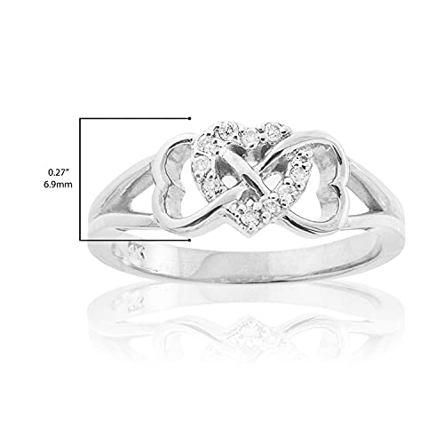 10K White Gold 1/15 Cttw Diamond Accented Triple Heart Infinity Celtic Knot Band Engagement Ring (J-K Color, I1-I2 Clarity)3
