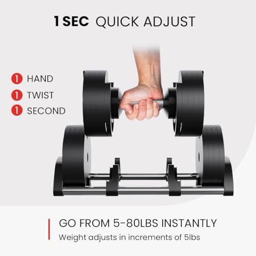 Image of NUOBELL Adjustable Dumbbells 5-80 lbs: Replace 16 Sets, Ideal for Home Gym Weight Bench & Press
