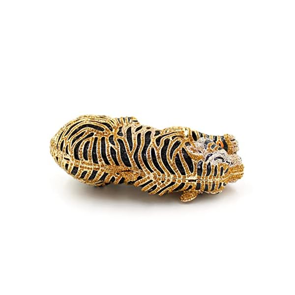 Tngan Women Cute Tiger Shaped Evening Clutch Sparkling Rhinestones Handbag Prom Party Purse - Image 6