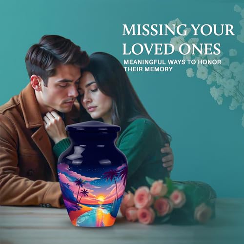 Image of Beach Urn - Ash Keepsakes for Human Ashes - 3 Inch - Pack of 1 - Miniture Urn for Mom & Dad - Burial Decorative Urns for Mom & Dad - Funeral Cremation Urns for Ashes