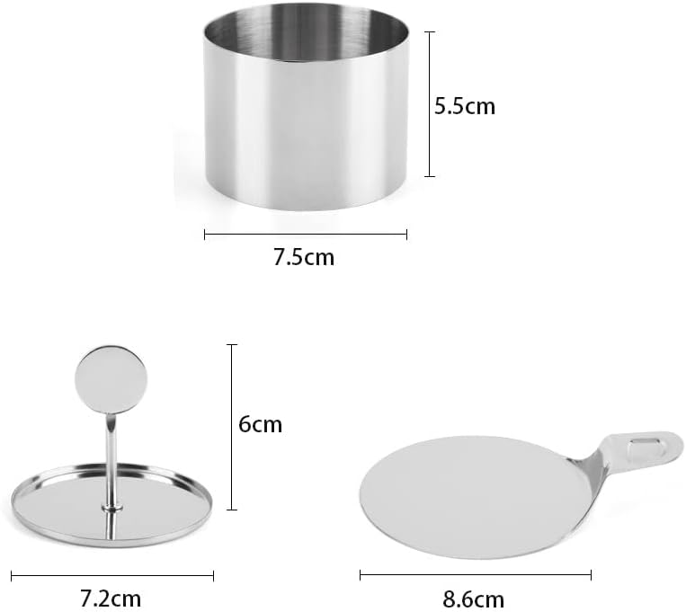 Miniatura 3 de 2 juegos de moldes redondos de acero inoxidable con empujador y placa de transferencia, molde de anillo de mousse sin costuras, moldes de mousse