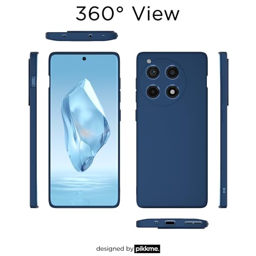 Image of Outlouders Back Cover for OnePlus 12R 5G | Camera Protection | Durable Soft Matte Silicone Bumper Case (Blue)