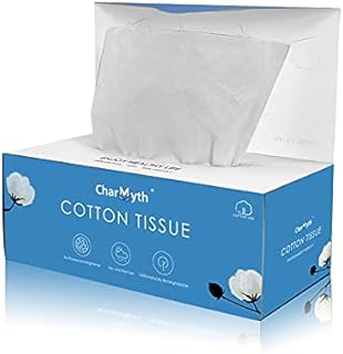 Charmyth Extra Thick Disposable Face Towel, Disposable Makeup Removing Wipes, 100% USA Cotton and 100% Organic & Cruelty Free, Lint-Free Cotton Tissues for Sensitive Skin